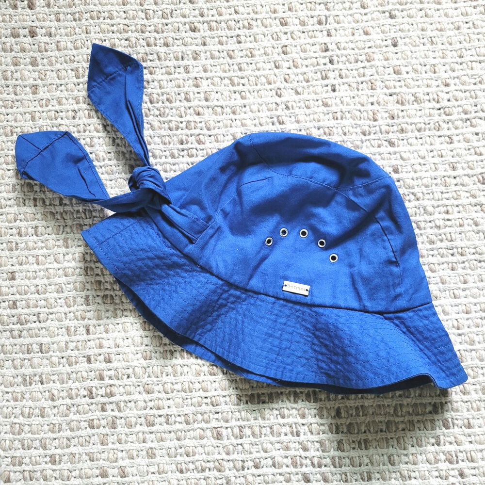 Betmar New York Royal Blue Bucket Hat with Bow Womens Knotted Cotton Cloche